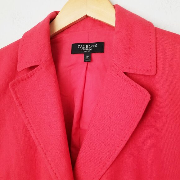 Talbots Cotton Linen Blend Blazer Jacket Women 12P Red Coral Single Button $169 - Picture 5 of 16